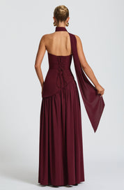 Vestido largo Maliyah - Lacado cereza