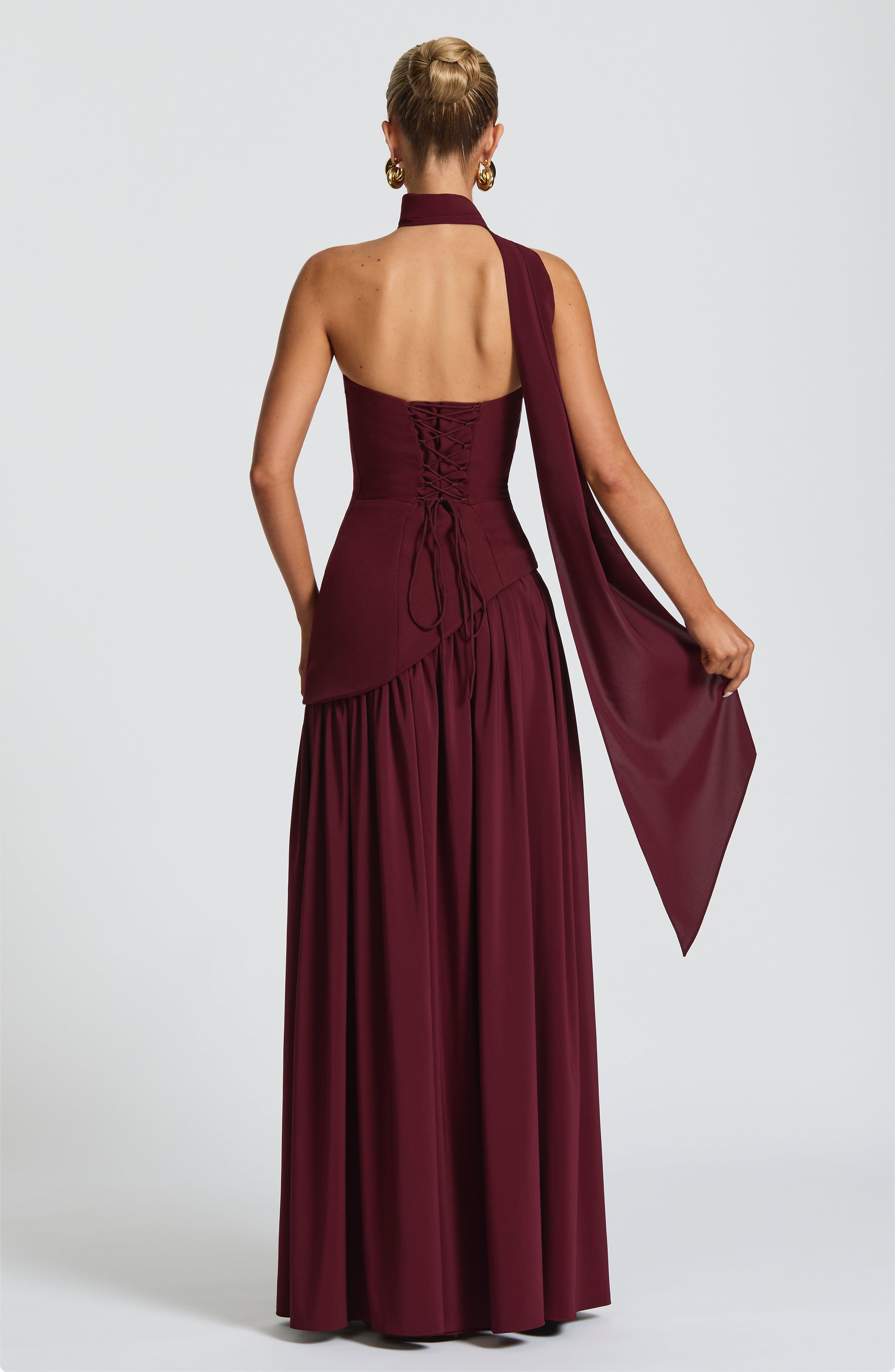 Vestido largo Maliyah - Lacado cereza