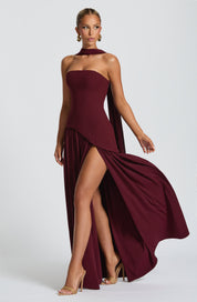 Vestido largo Maliyah - Lacado cereza