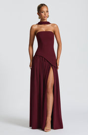 Vestido largo Maliyah - Lacado cereza