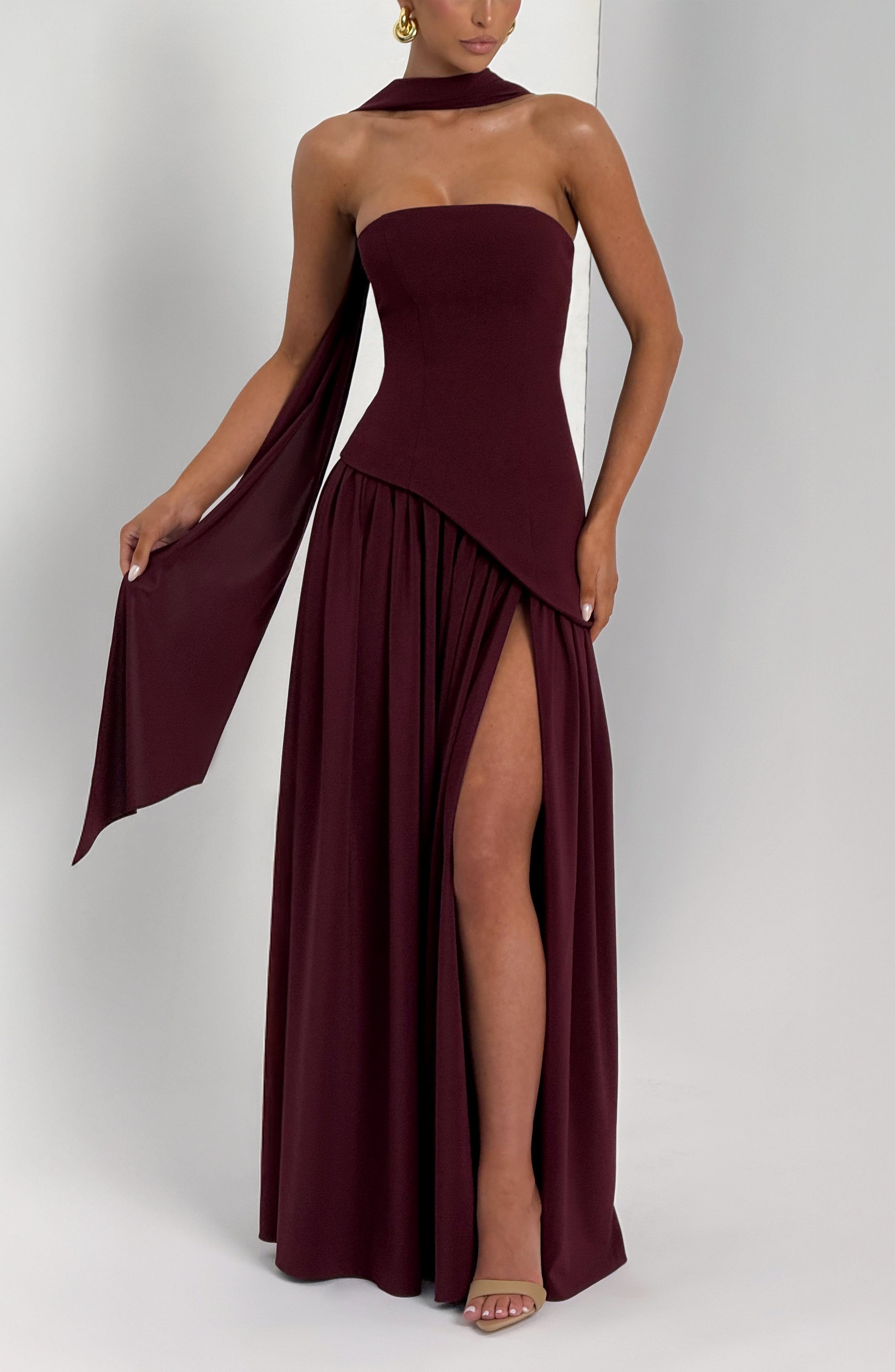 Vestido largo Maliyah - Lacado cereza