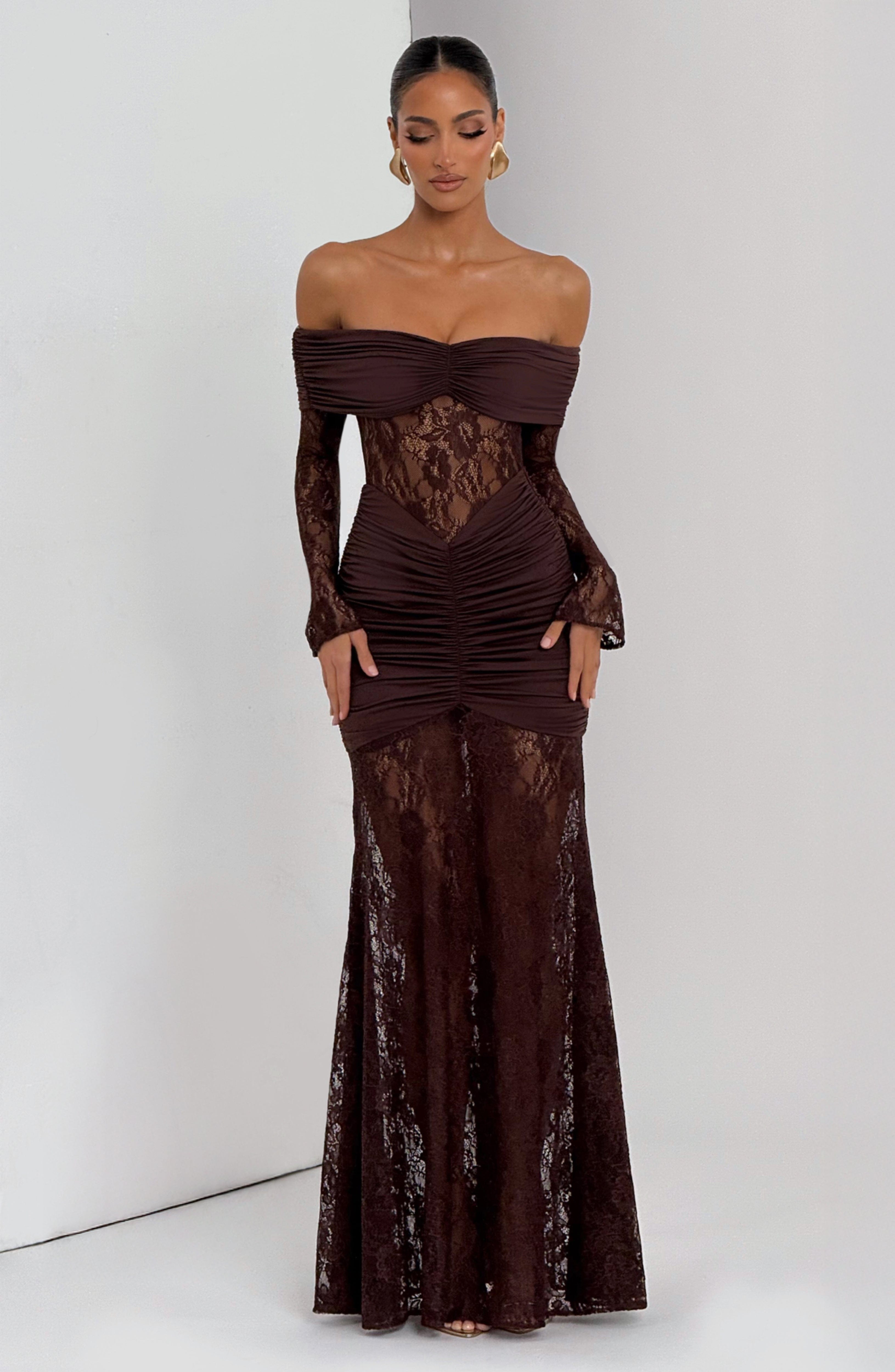 Maxi Vestido Sauline - Marrón ciruela