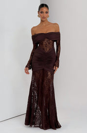 Maxi Vestido Sauline - Marrón ciruela