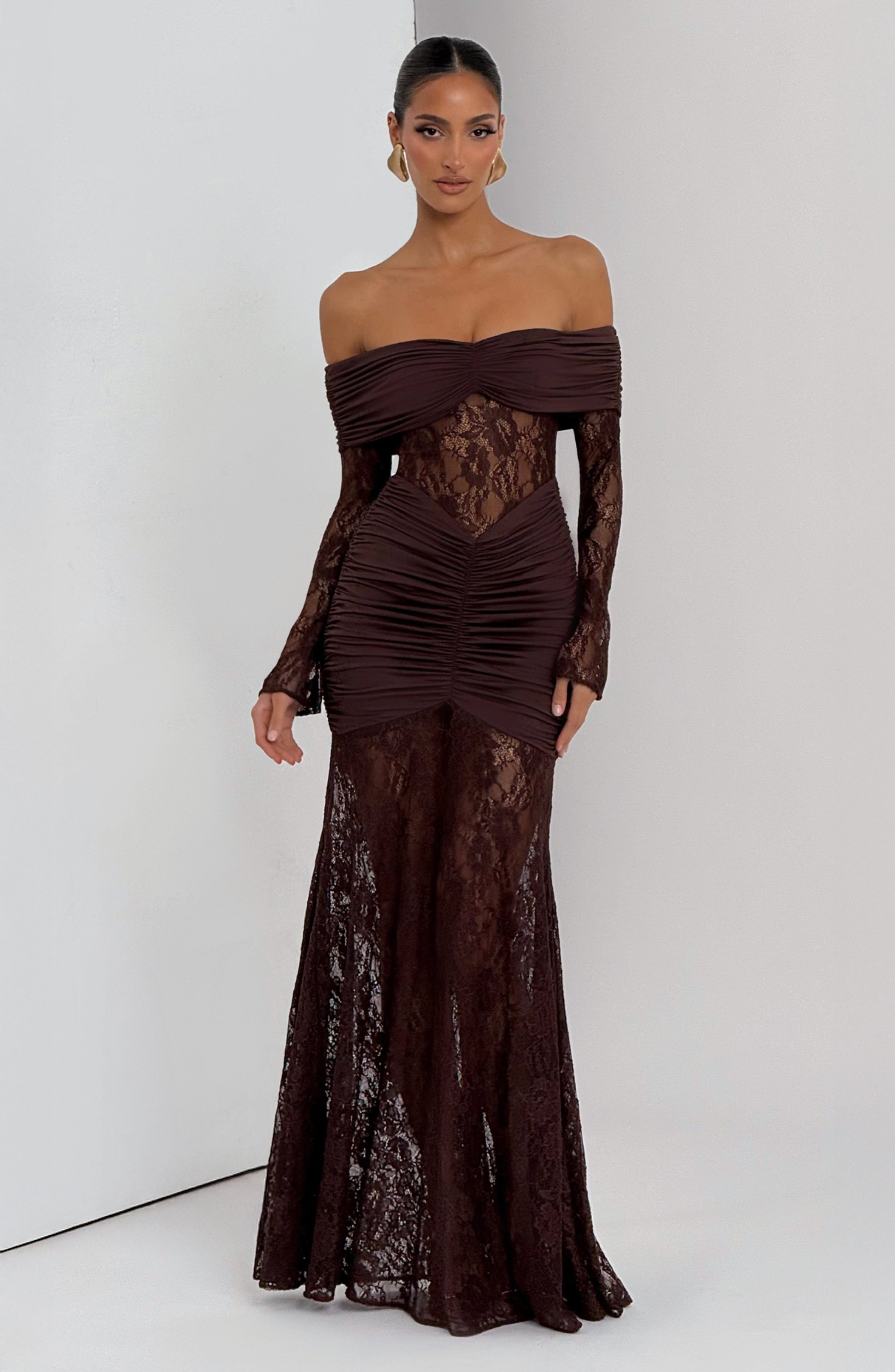 Maxi Vestido Sauline - Marrón ciruela