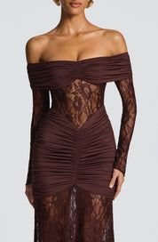 Maxi Vestido Sauline - Marrón ciruela