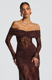 Maxi Vestido Sauline - Marrón ciruela