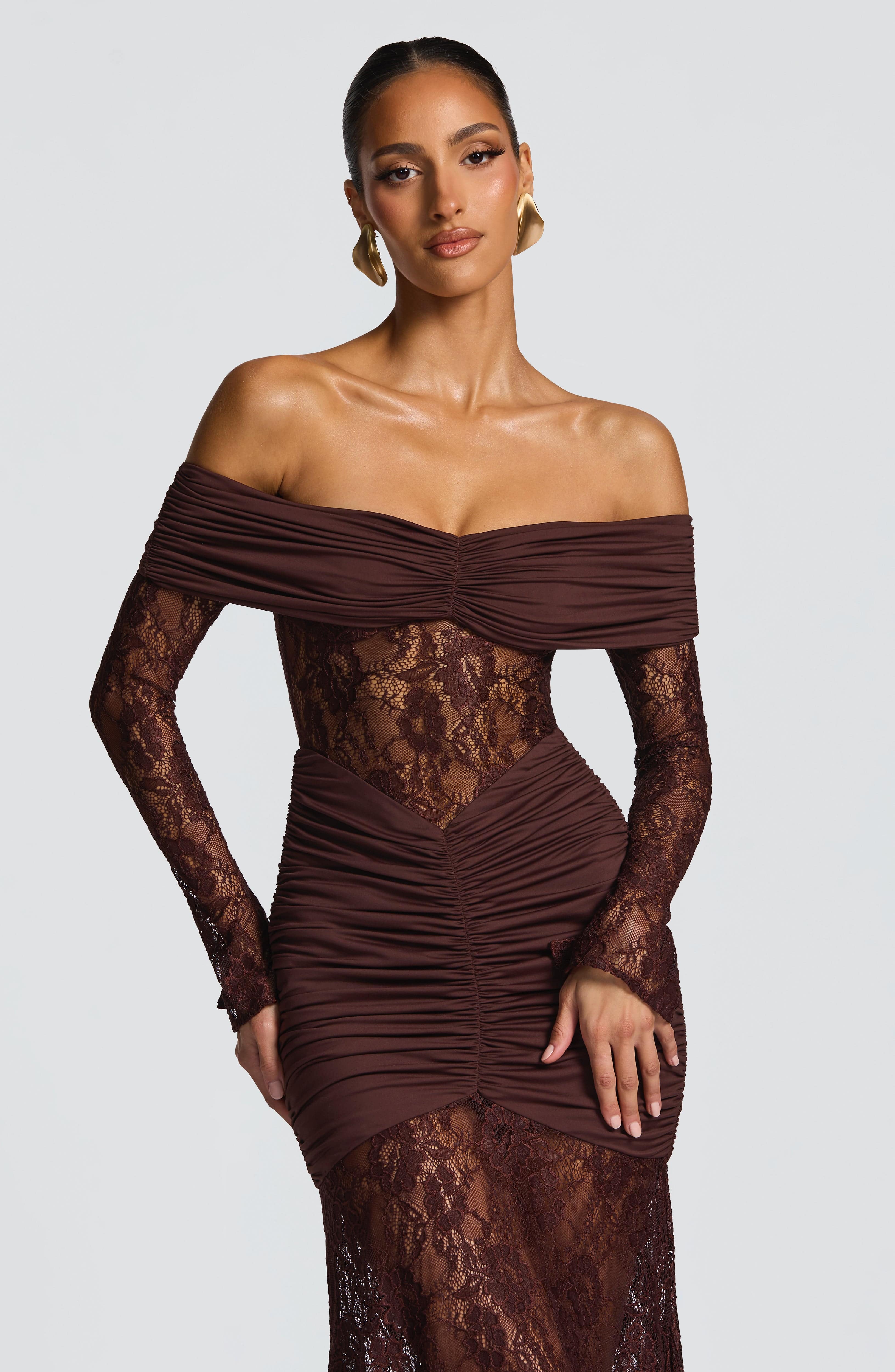 Maxi Vestido Sauline - Marrón ciruela