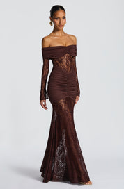 Maxi Vestido Sauline - Marrón ciruela