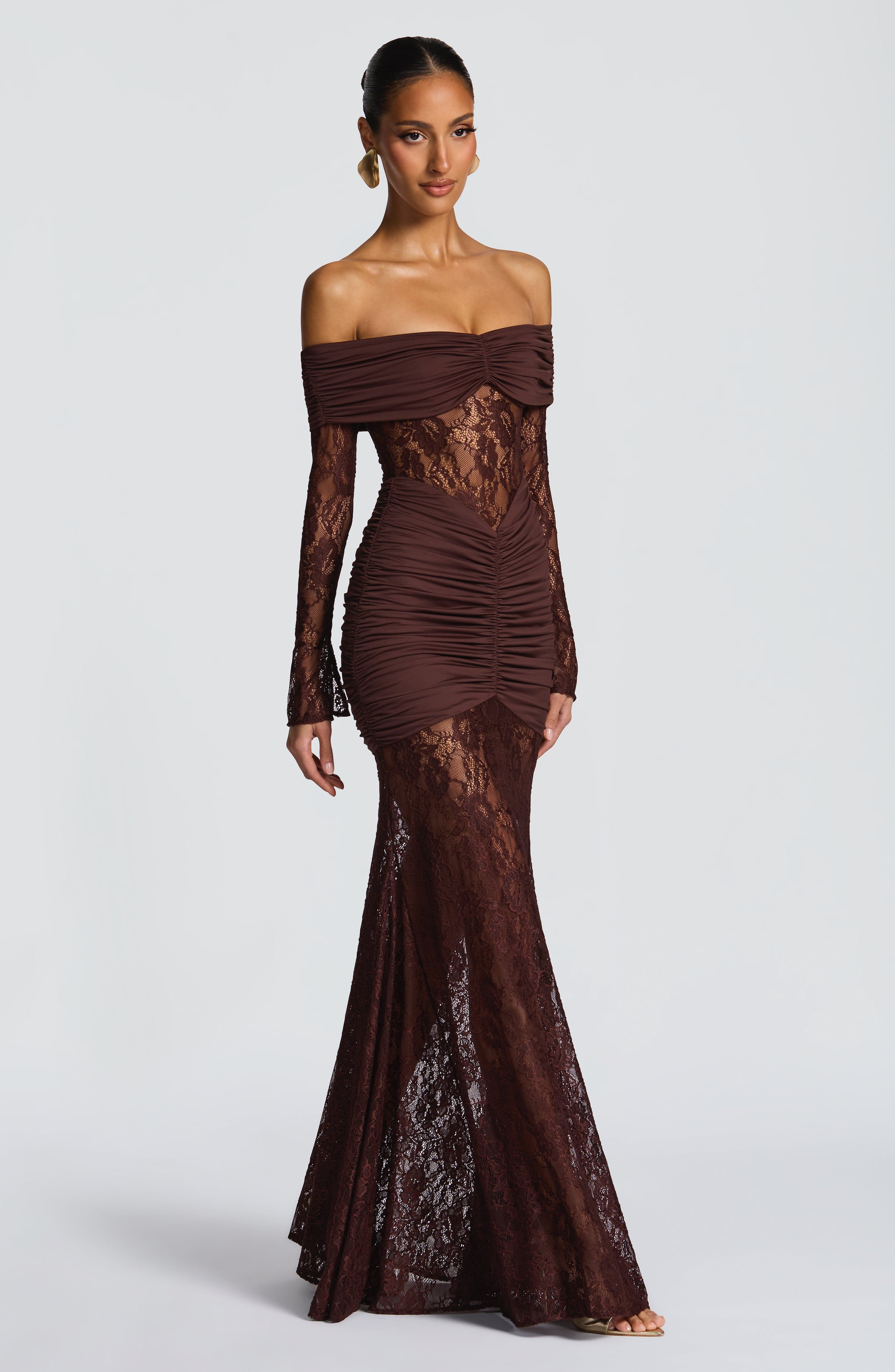 Maxi Vestido Sauline - Marrón ciruela