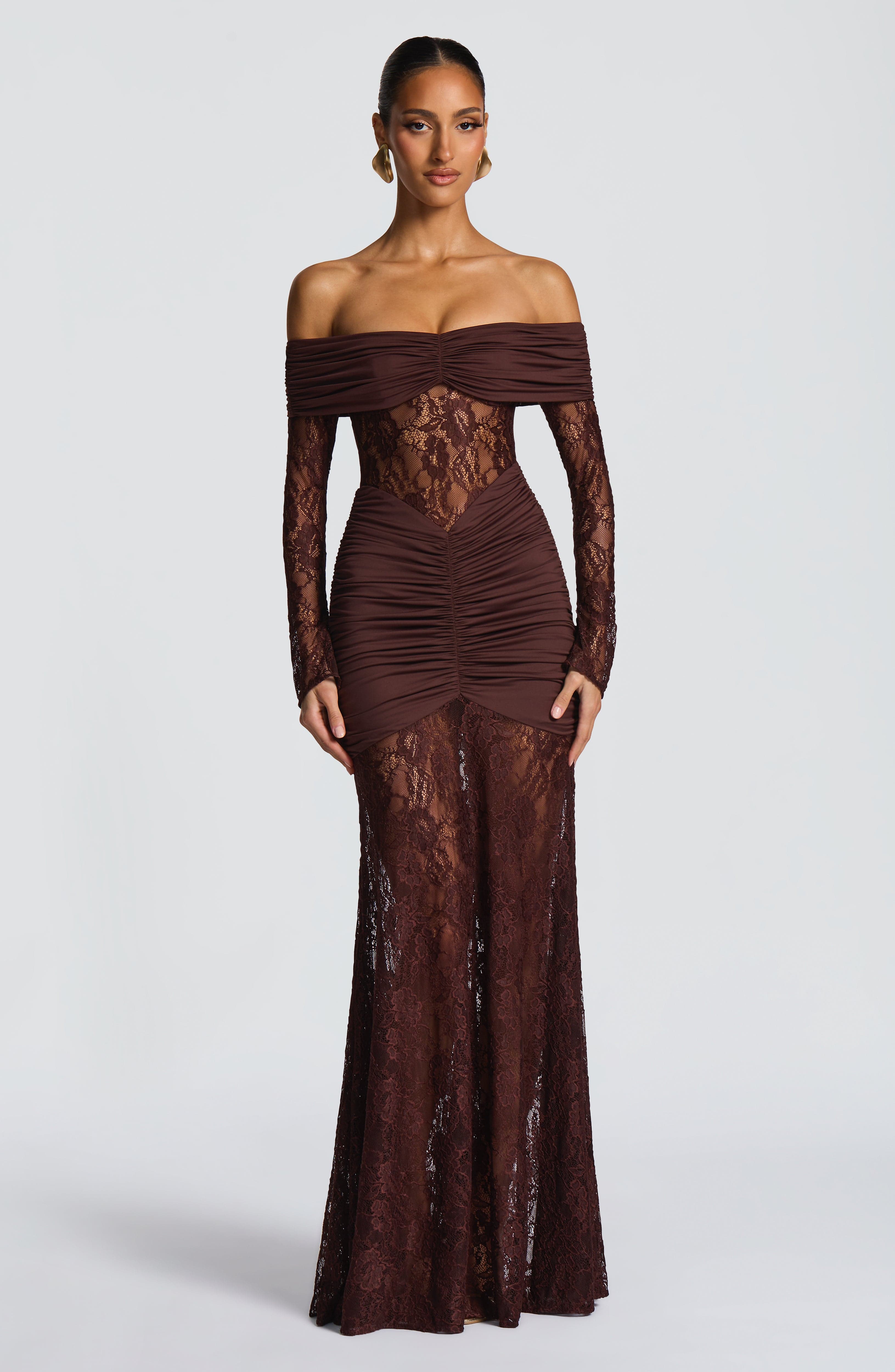 Maxi Vestido Sauline - Marrón ciruela