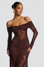 Maxi Vestido Sauline - Marrón ciruela