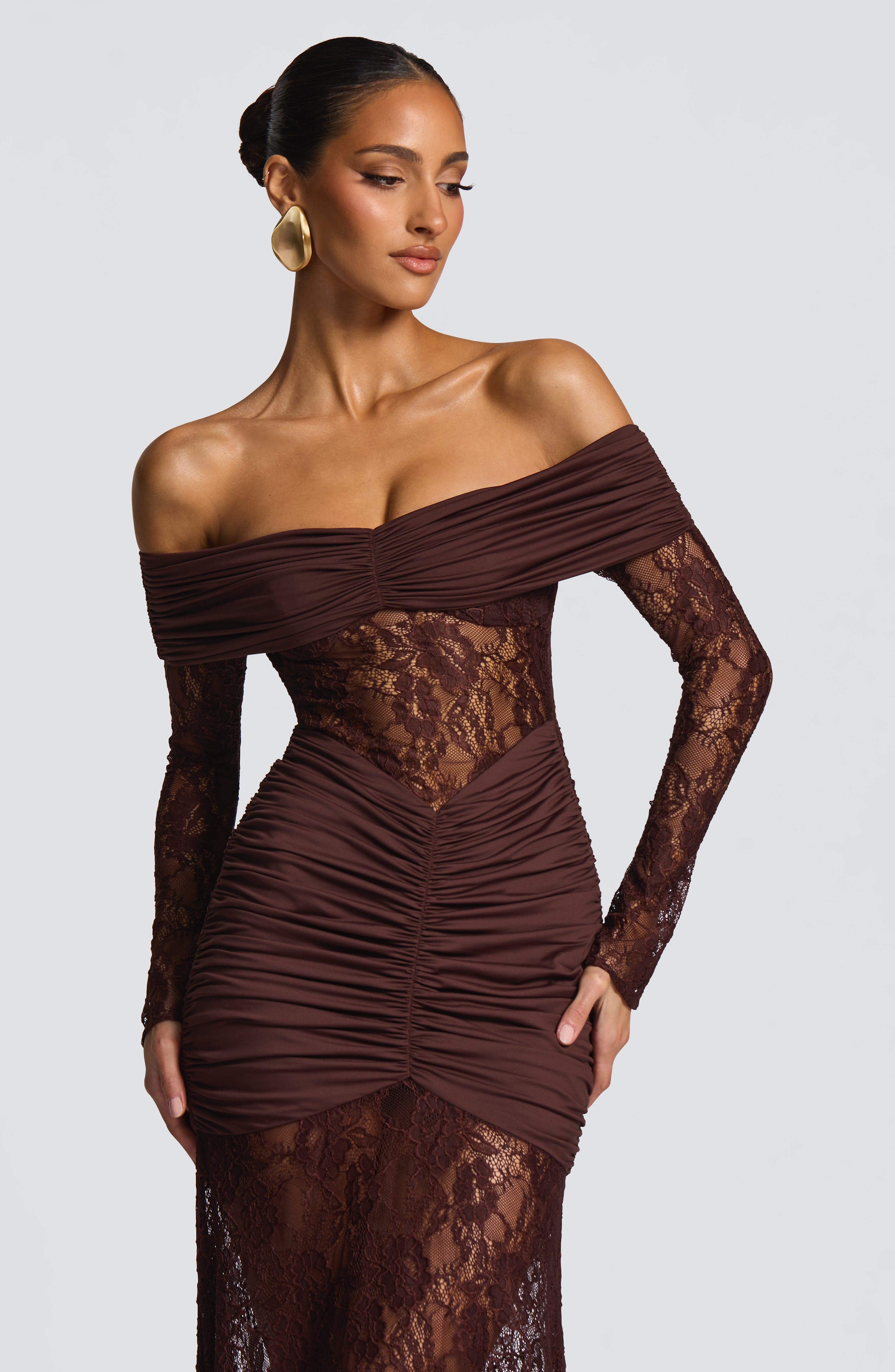 Maxi Vestido Sauline - Marrón ciruela
